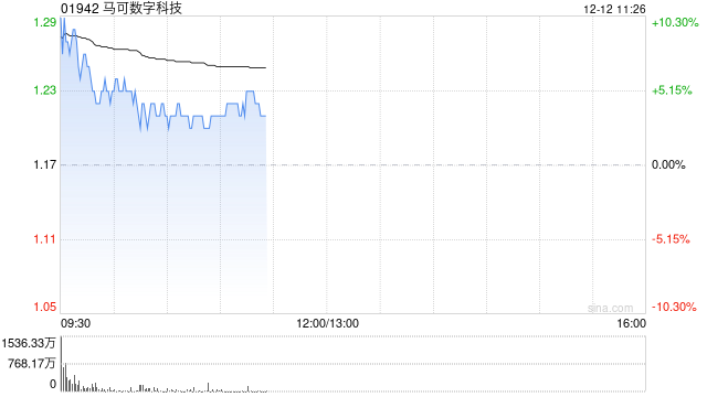 马可数字科技早盘涨超11% 拟折价配售约2.12亿股 净筹约2.1亿港元